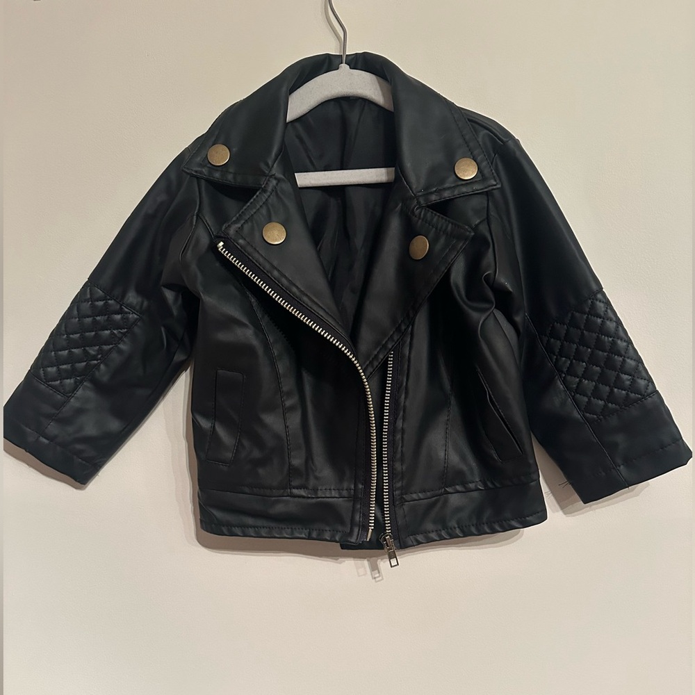 Toddler Girls Coats Faux Leather Jacket